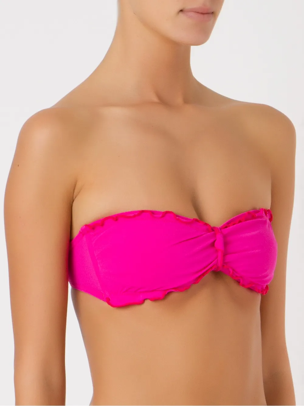 Amir Slama Ruffled Trim Bandeau Bikini Top Pink Farfetch