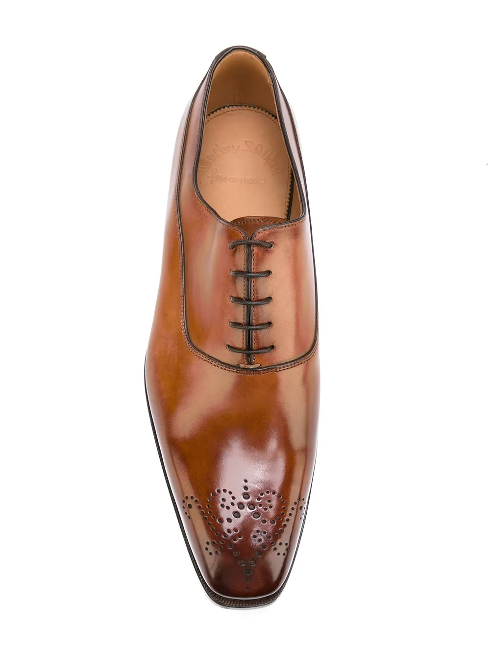 santoni brogue detail oxford shoes farfetch