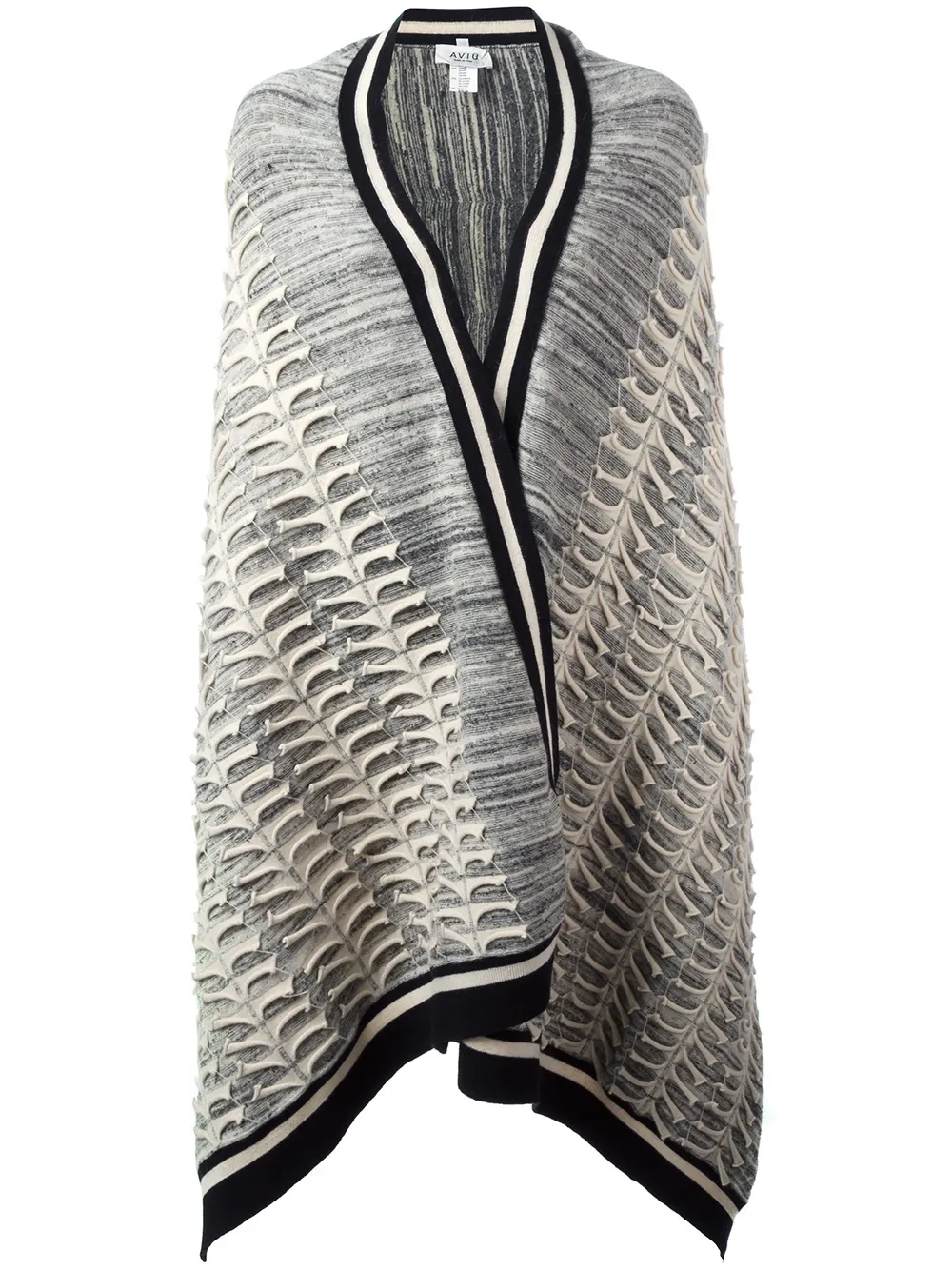 blurred stripes knit poncho