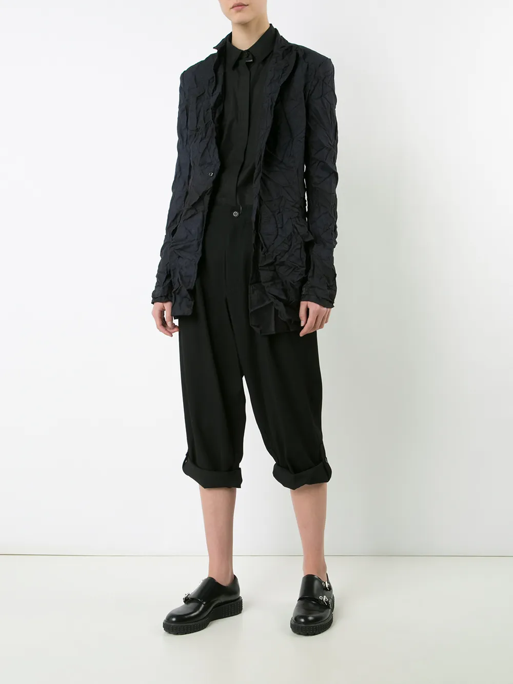фото Yohji yamamoto укороченные брюки с отворотами