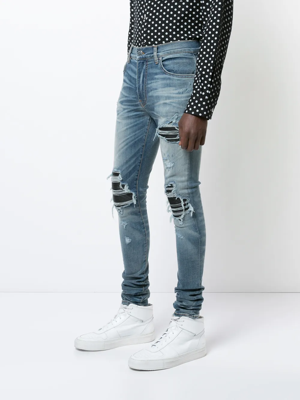 amiri mx1 leather insert jeans