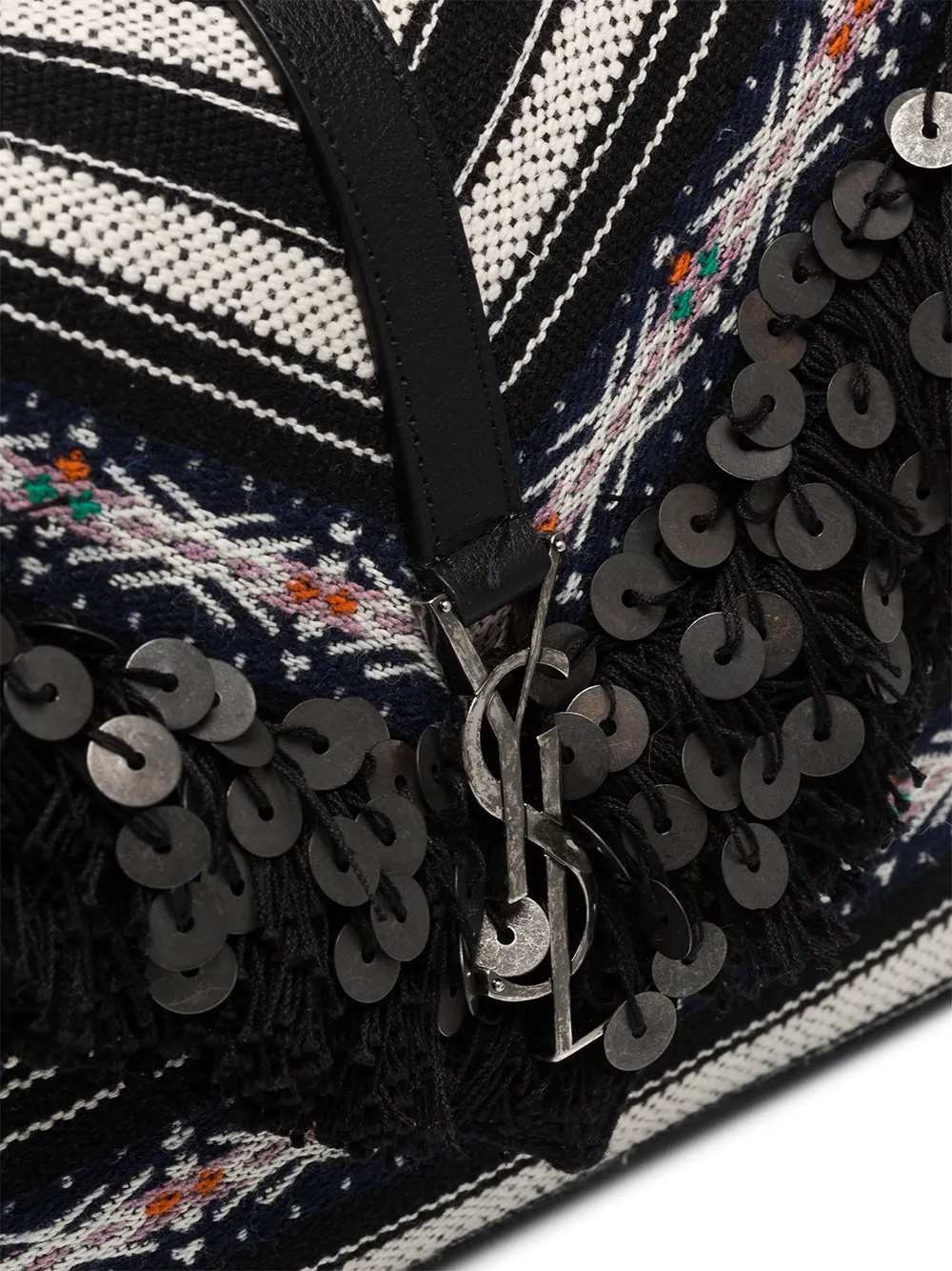 black and white striped college large shoulder bag