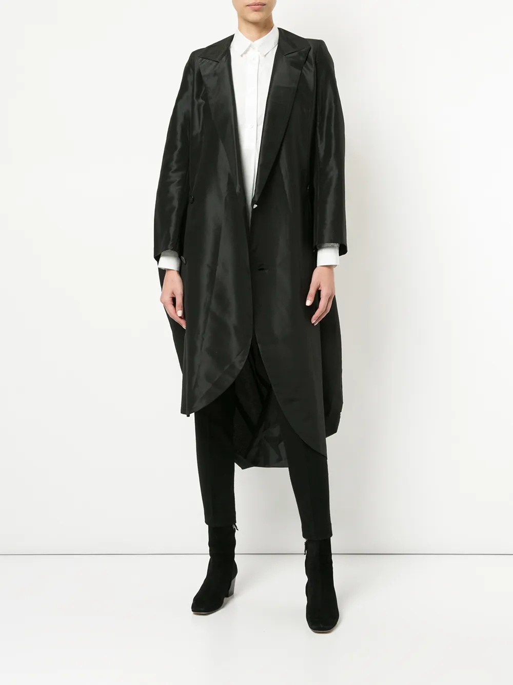 фото Yohji yamamoto pre-owned двубортное пальто с закругленным подолом