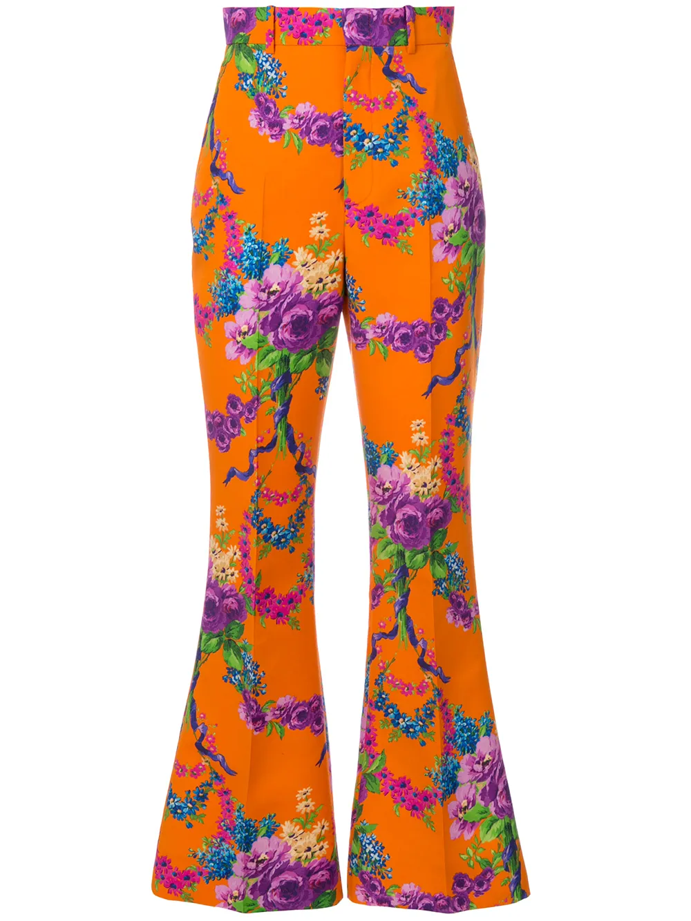 gucci floral print flared trousers