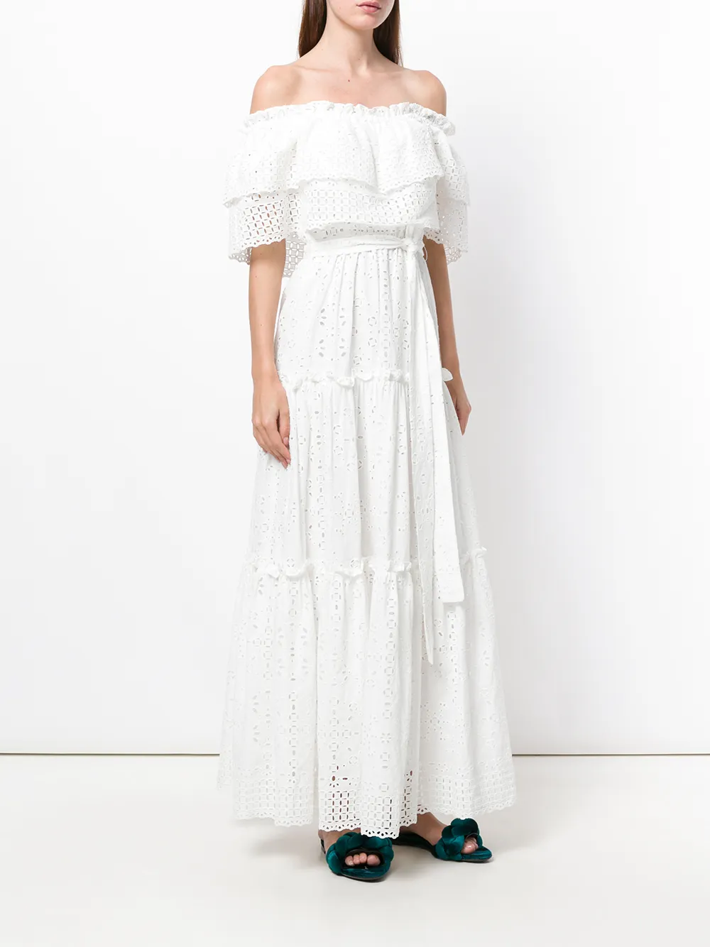 off shoulder tiered dress