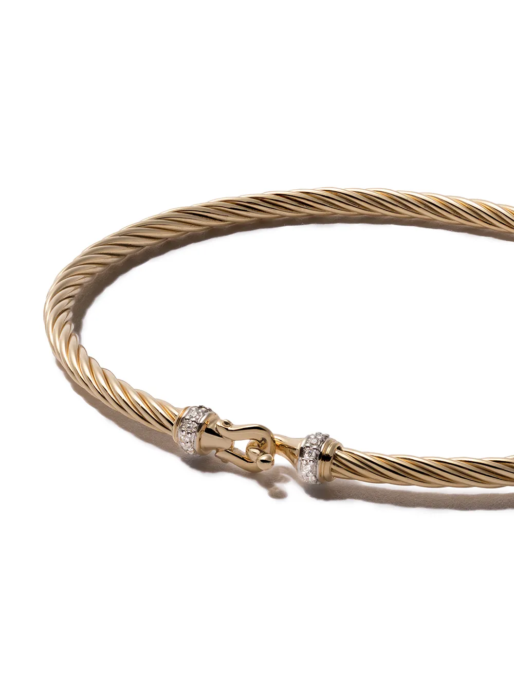 David Yurman Kt Yellow Gold Cable Buckle Pav Diamond Bracelet Farfetch