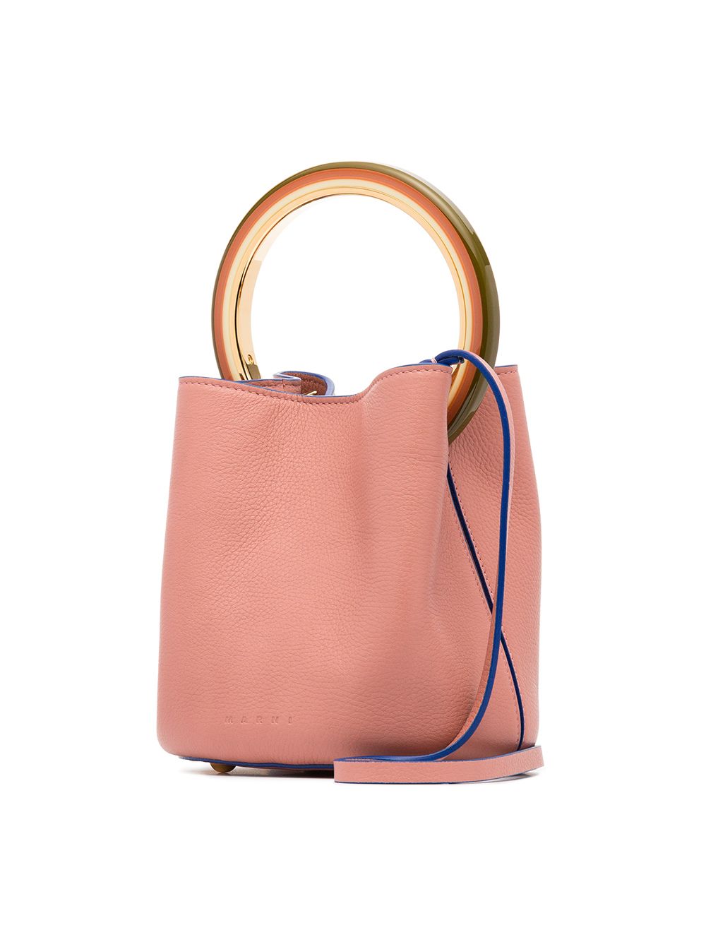 pink pannier small leather bucket bag