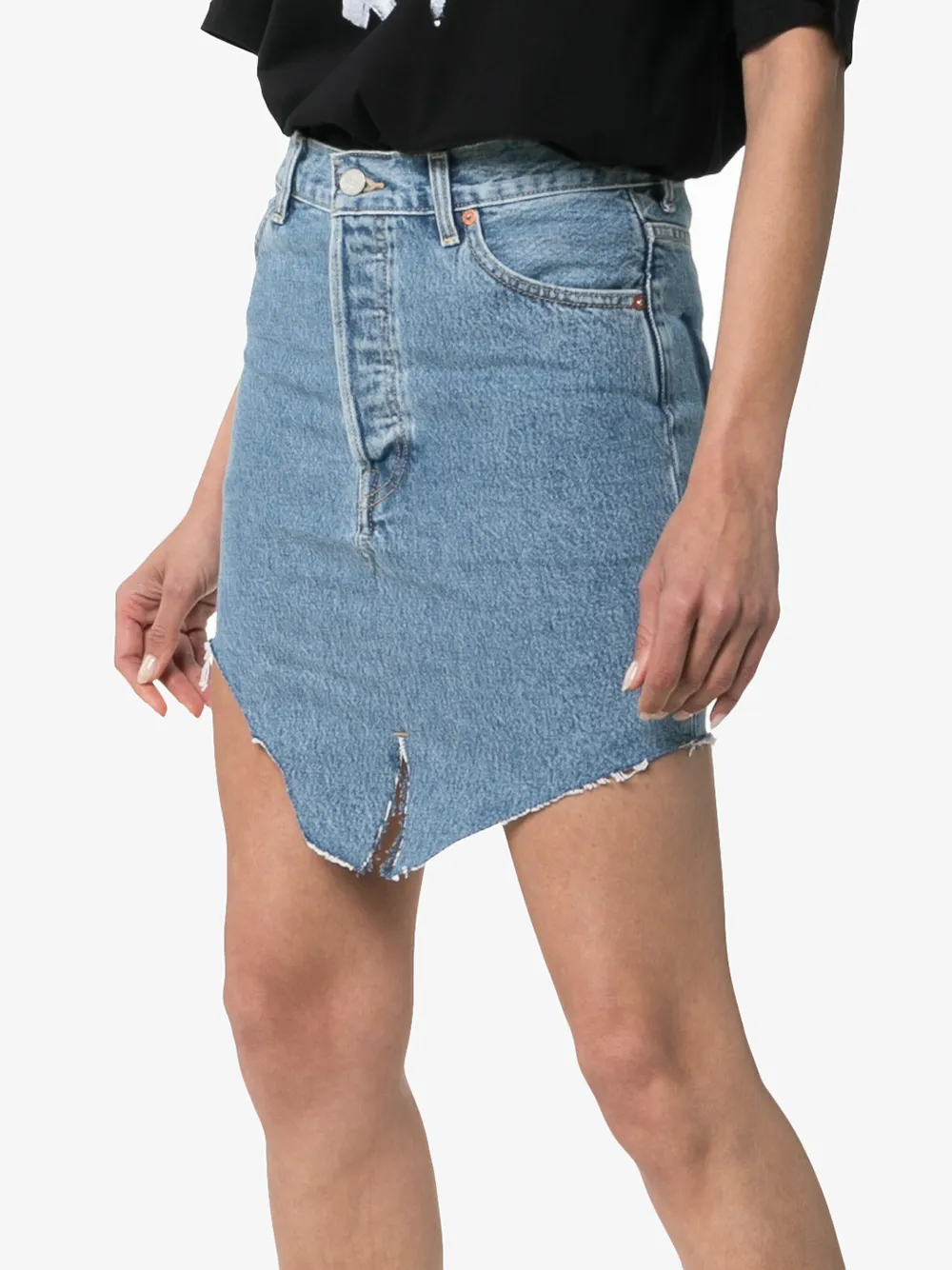 фото Vetements асимметричная джинсовая юбка с завышенной талией