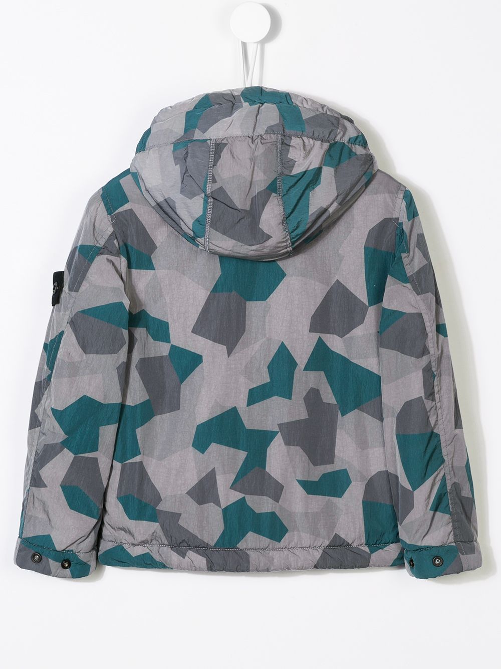фото Stone island junior куртка с капюшоном и геометрическим принтом