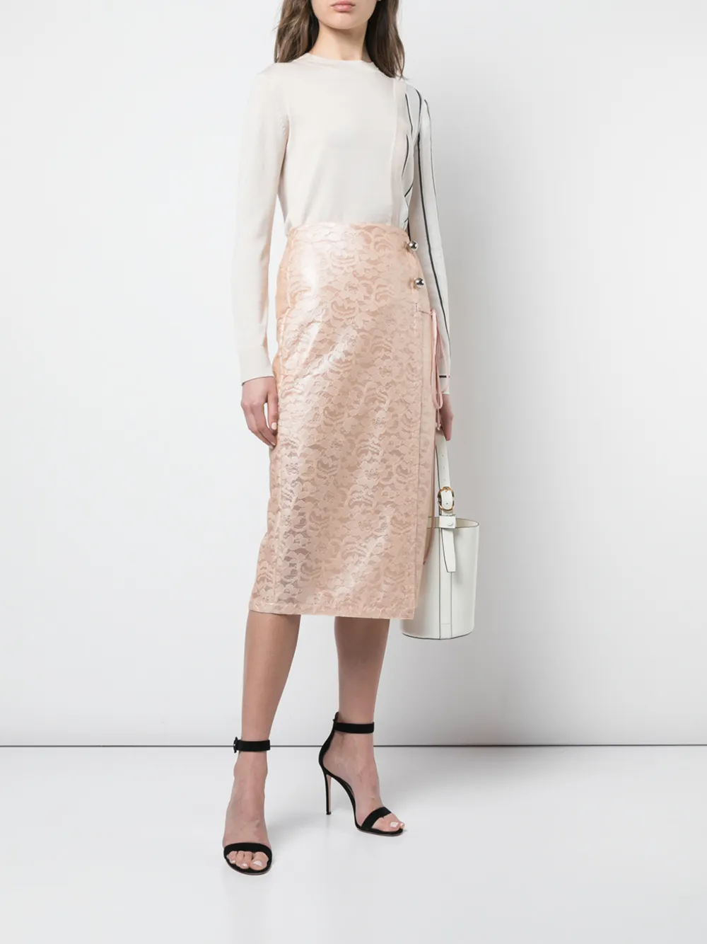 фото Yigal azrouel кружевная юбка с эффектом ламинирования