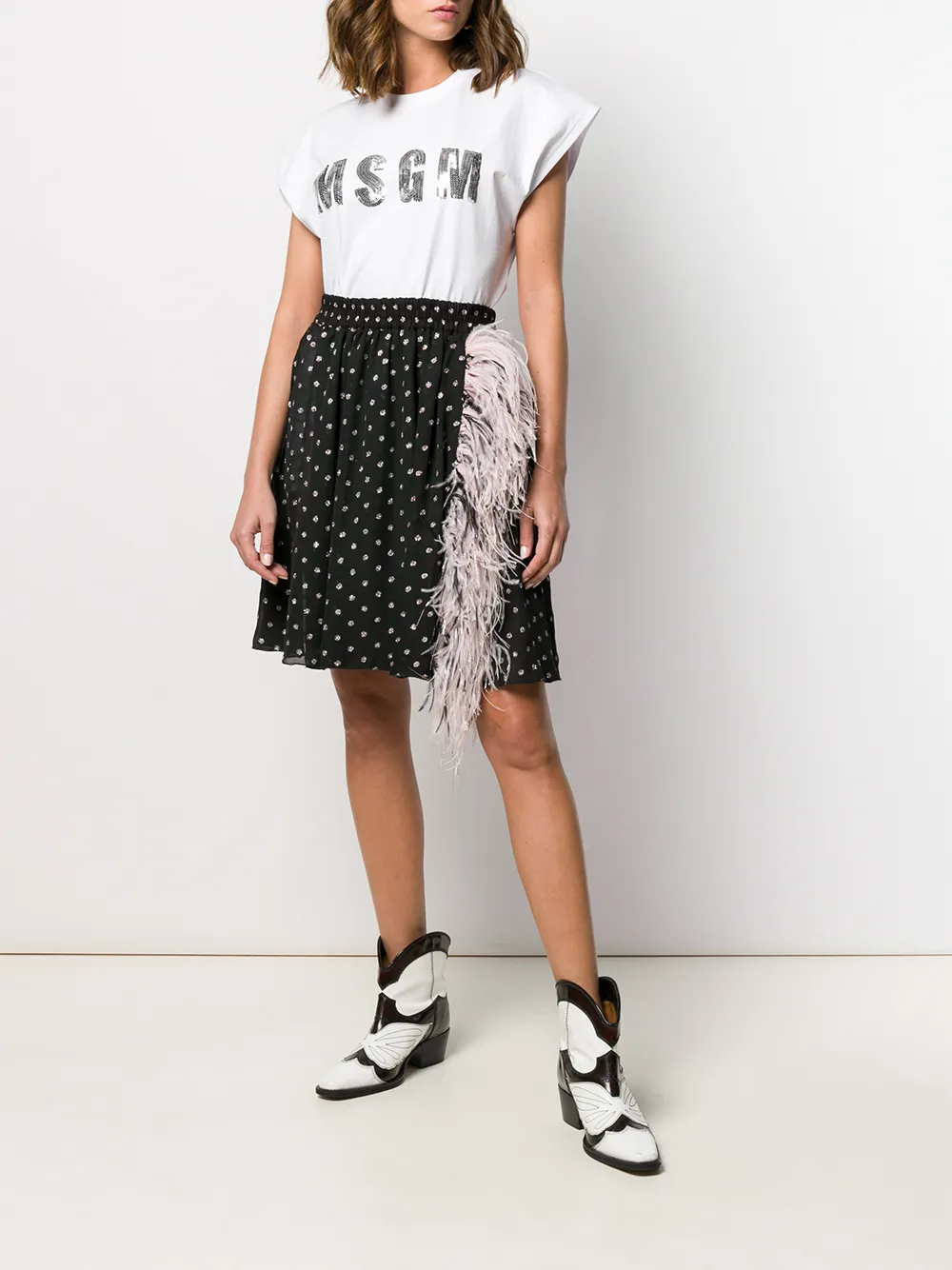 фото Msgm футболка с логотипом из пайеток