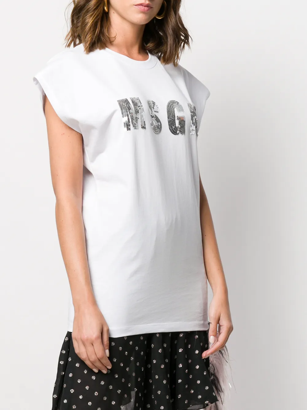 фото Msgm футболка с логотипом из пайеток