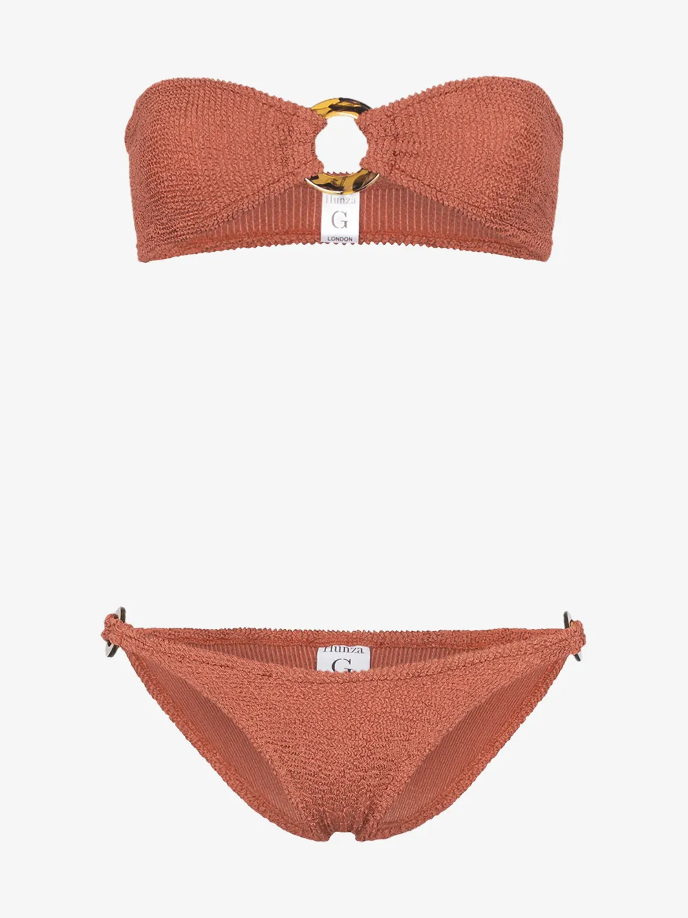 Hunza G Gloria Crinkle Bandeau Bikini In Brown Modesens