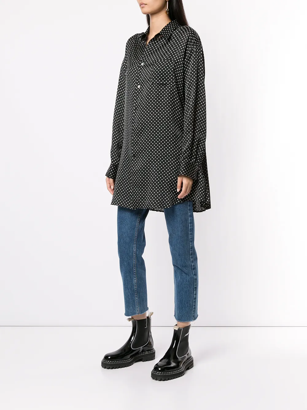 фото Junya watanabe длинная рубашка в горох