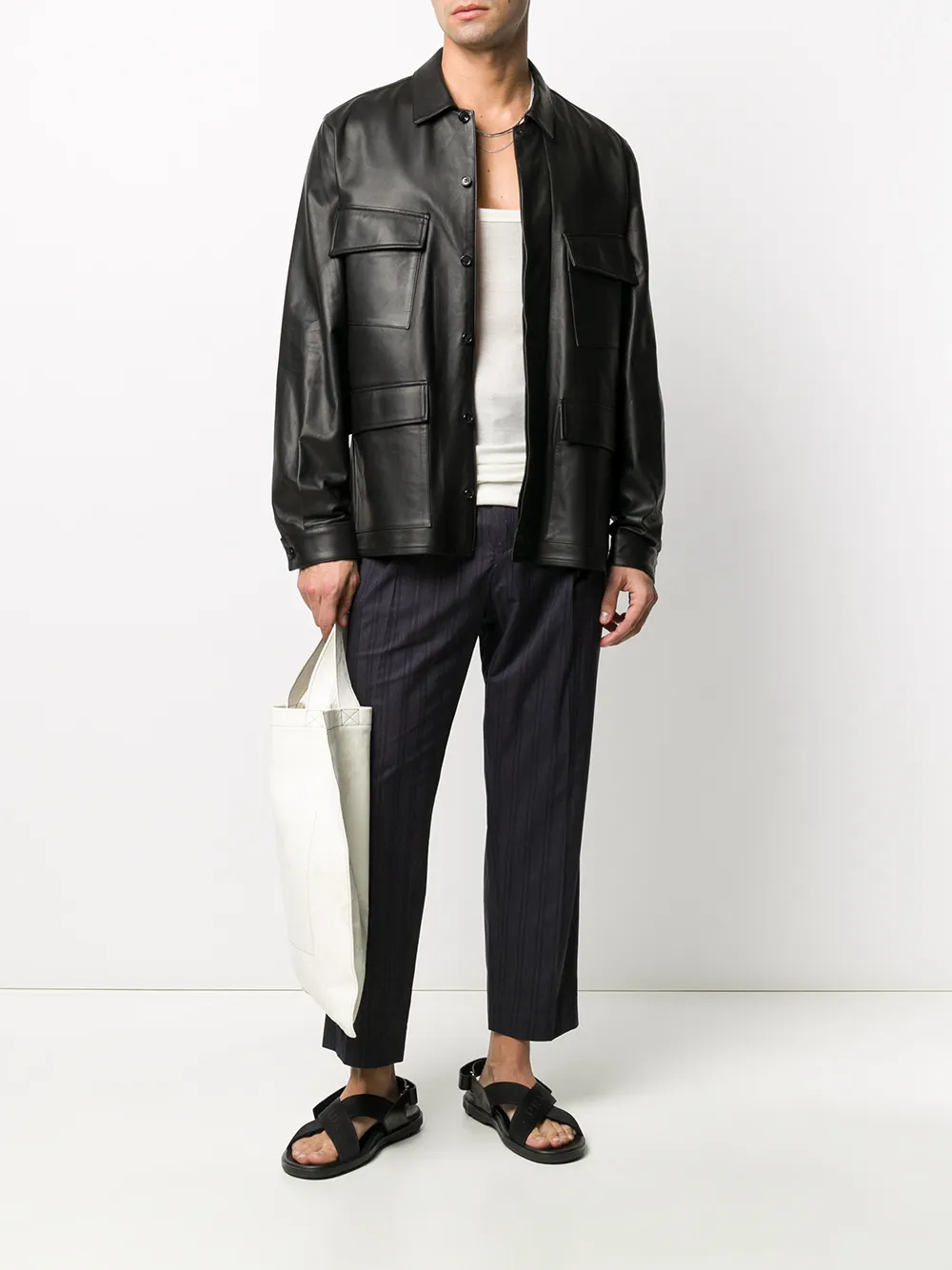 фото Ann demeulemeester grise брюки в тонкую полоску