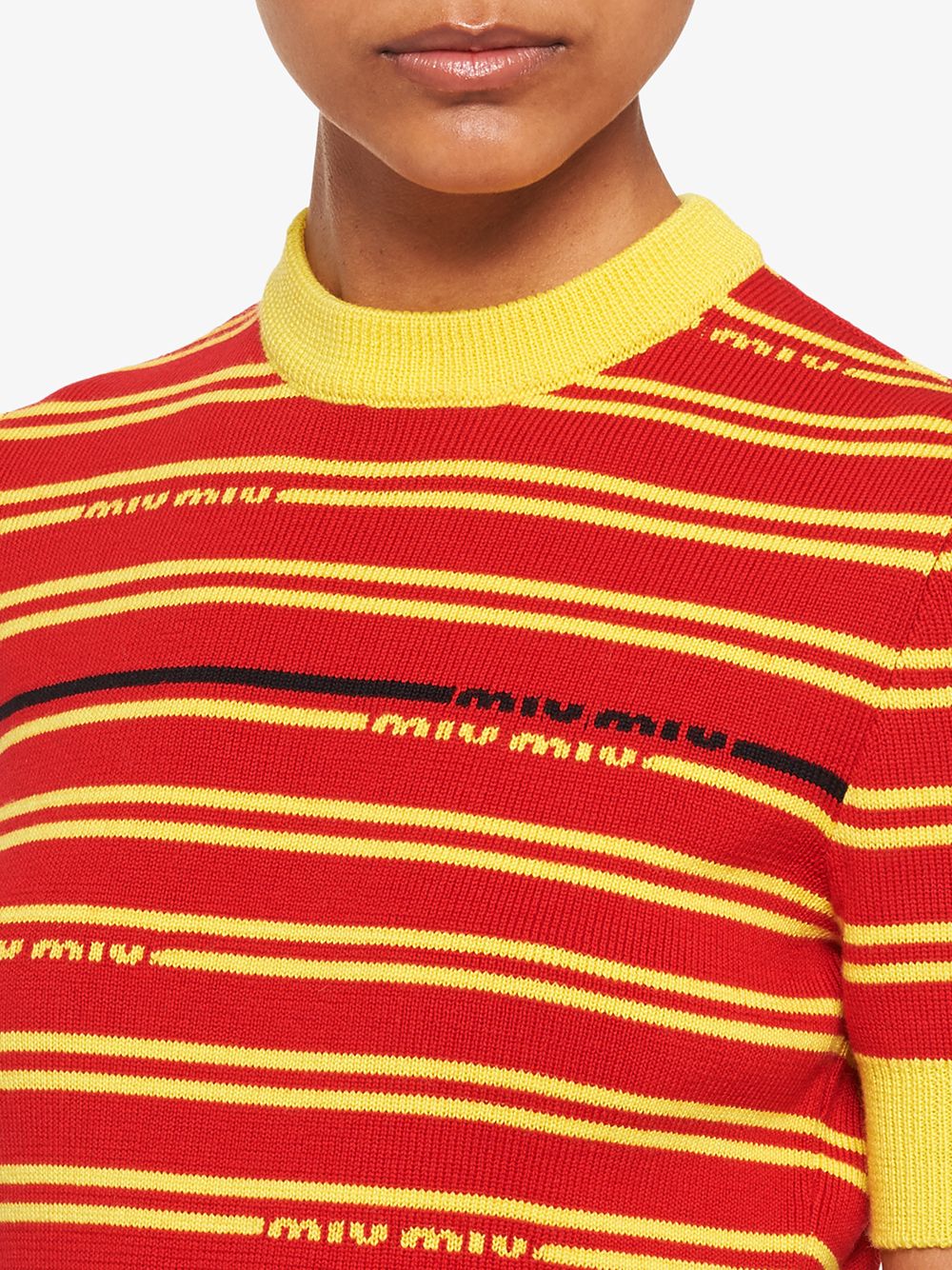 Miu Miu Striped Knitted Top Farfetch