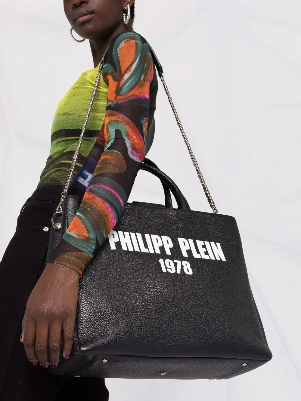 фото Philipp plein сумка-тоут с цепочкой и логотипом