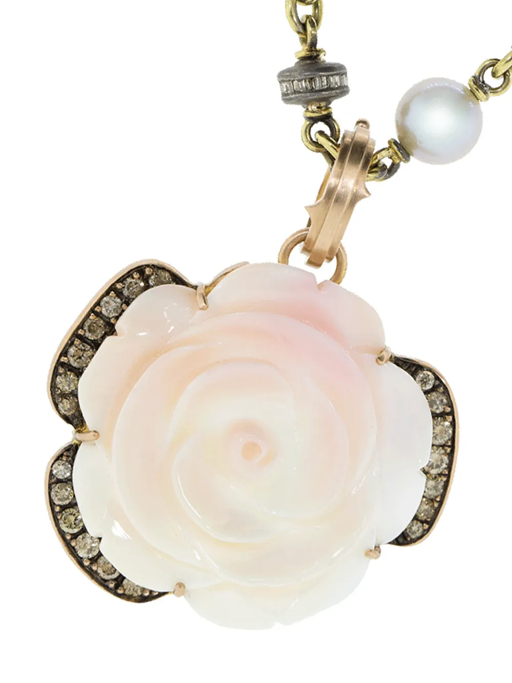 фото Sylva & cie подвеска conch shell flower из розового золота с бриллиантом