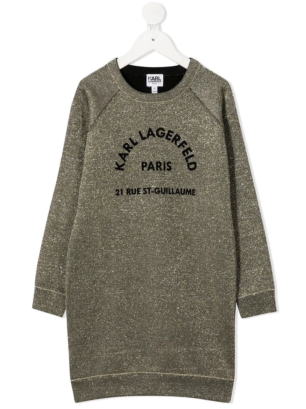 Karl Lagerfeld Kids vestido estilo sudadera con logo bordado - Dorado