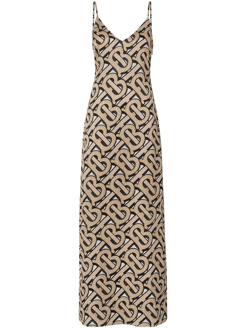 Burberry атласное платье-комбинация с монограммой 8032415