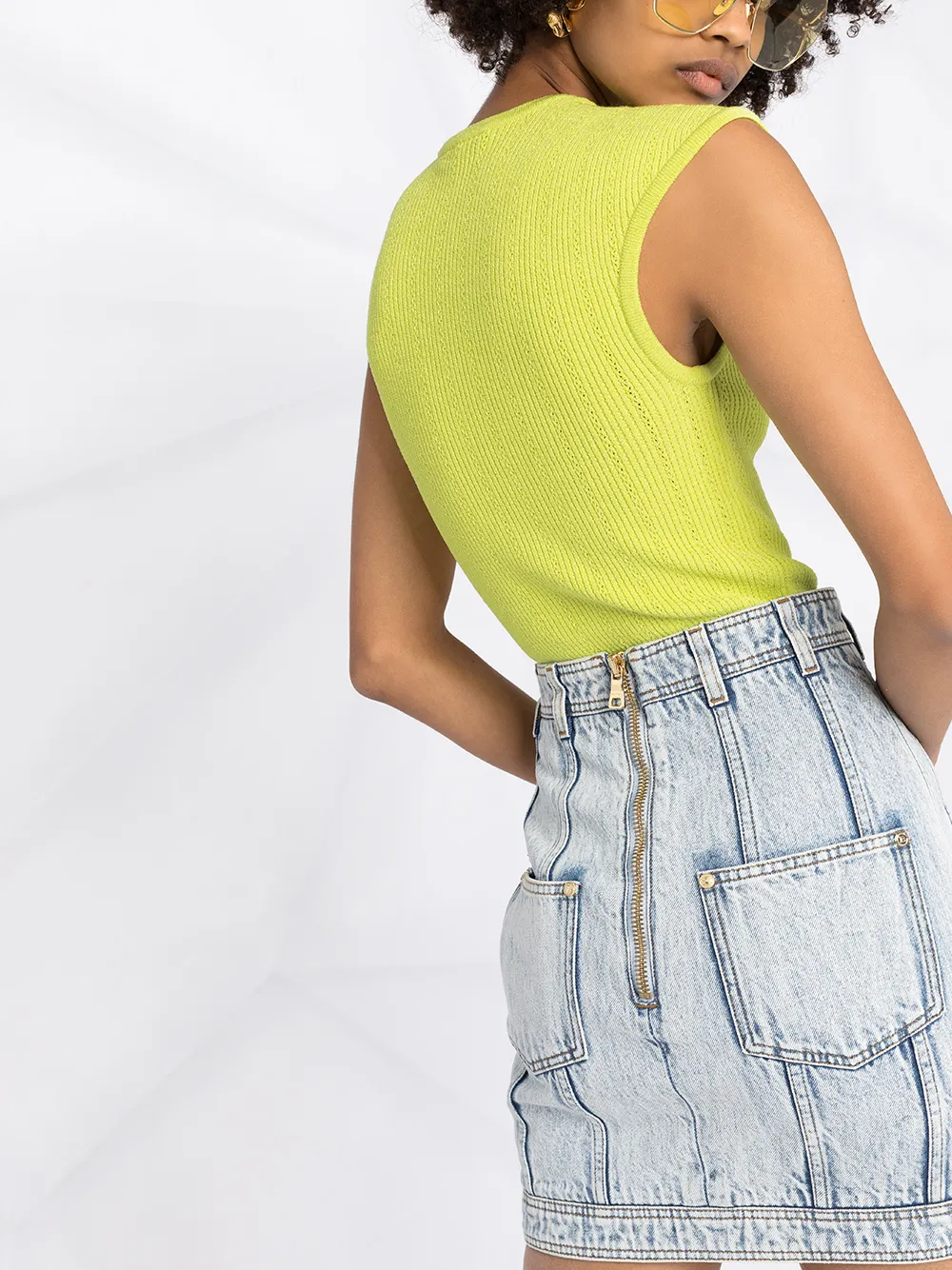 фото Balmain джинсовая юбка с завышенной талией