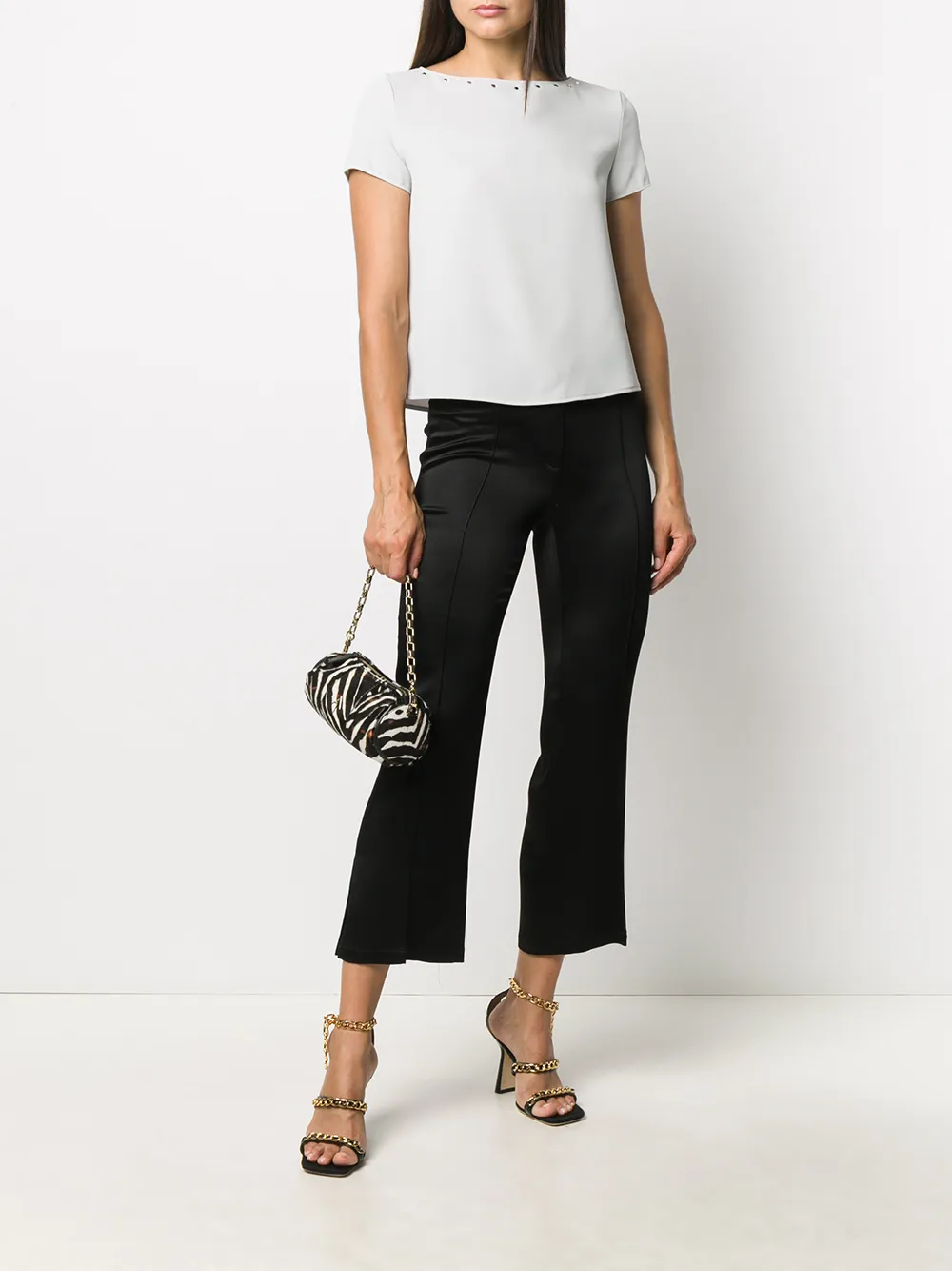 фото Emporio armani футболка с вырезом-лодочкой и заклепками