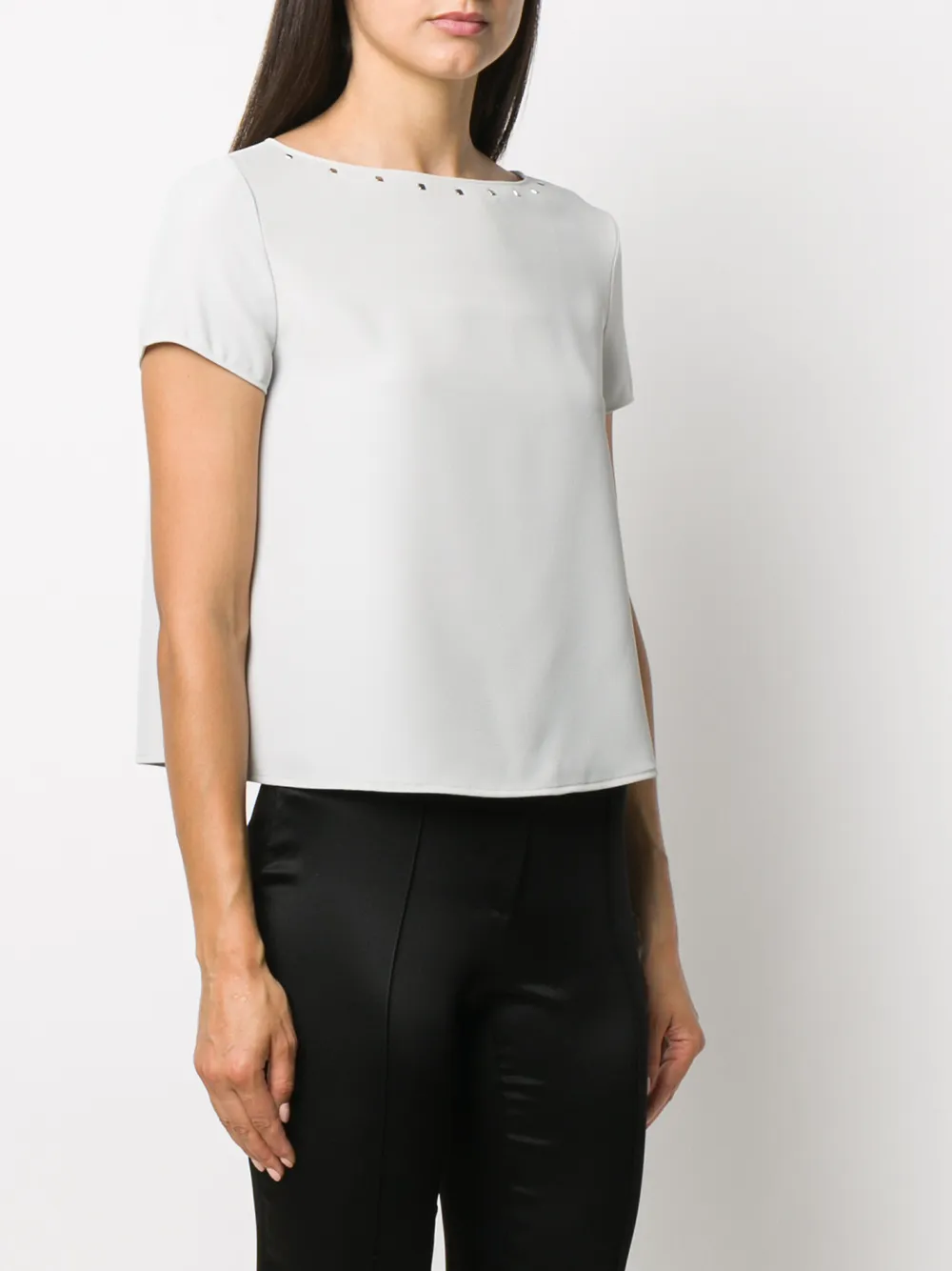 фото Emporio armani футболка с вырезом-лодочкой и заклепками