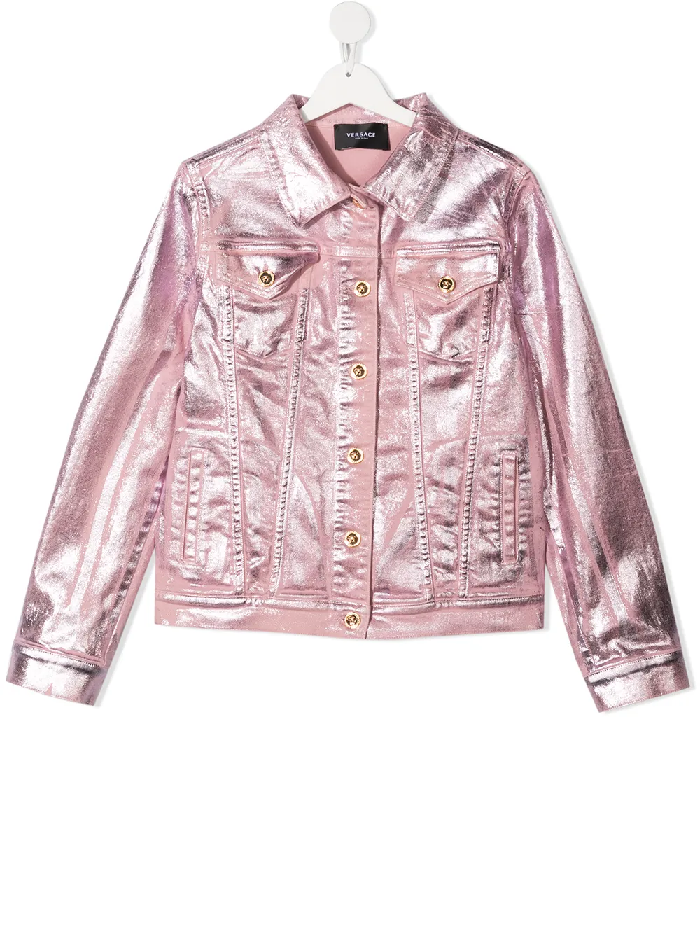 фото Young versace джинсовая куртка с эффектом металлик
