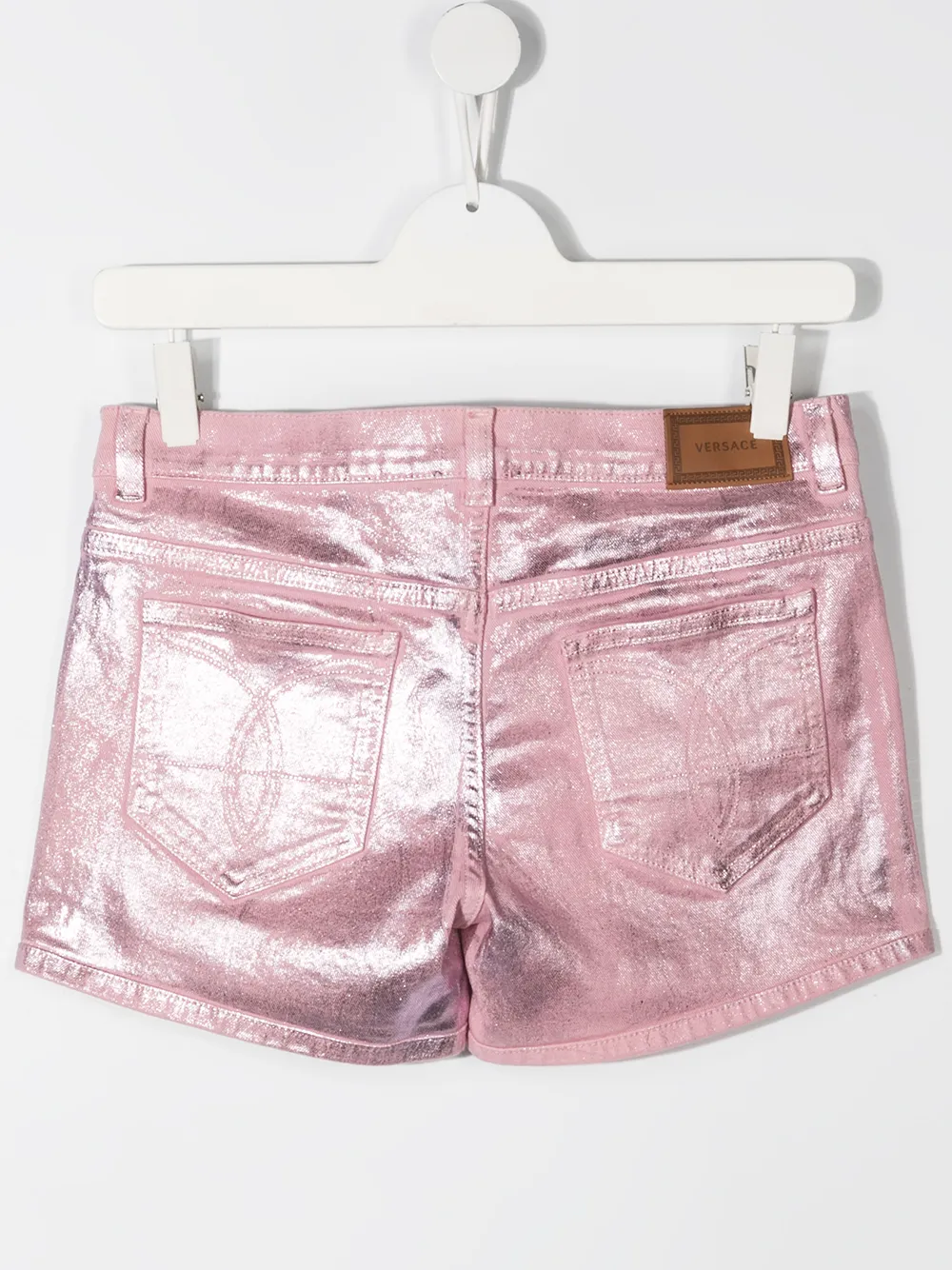 фото Young versace джинсовые шорты с эффектом металлик