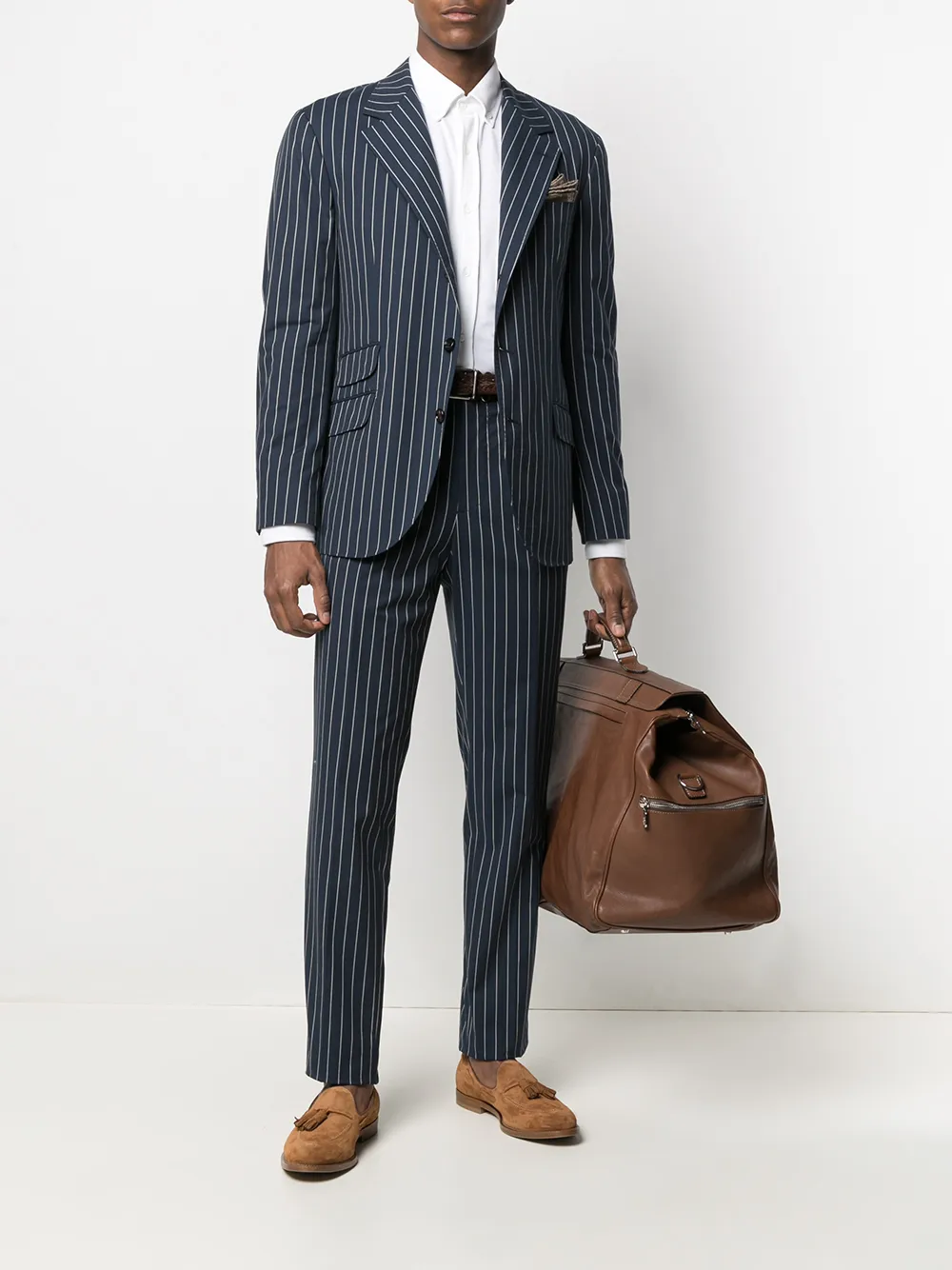 фото Brunello cucinelli строгие брюки в тонкую полоску