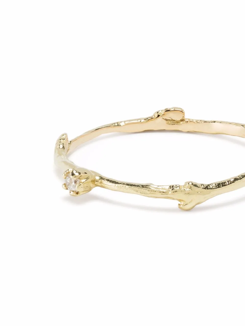 фото Alex monroe кольцо fine twig из желтого золота с бриллиантами
