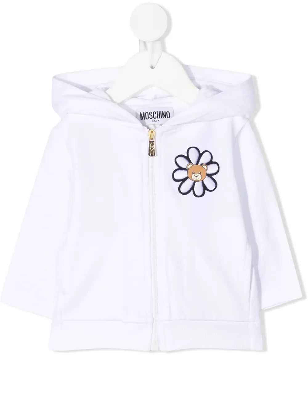 фото Moschino kids куртка на молнии с капюшоном и вышивкой
