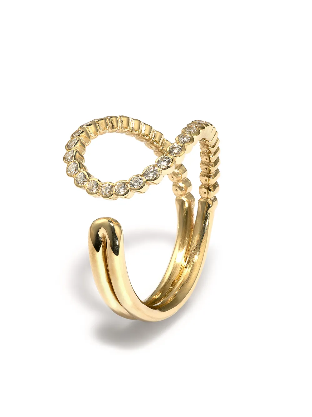 фото Kimai кольцо wave из желтого золота с бриллиантами