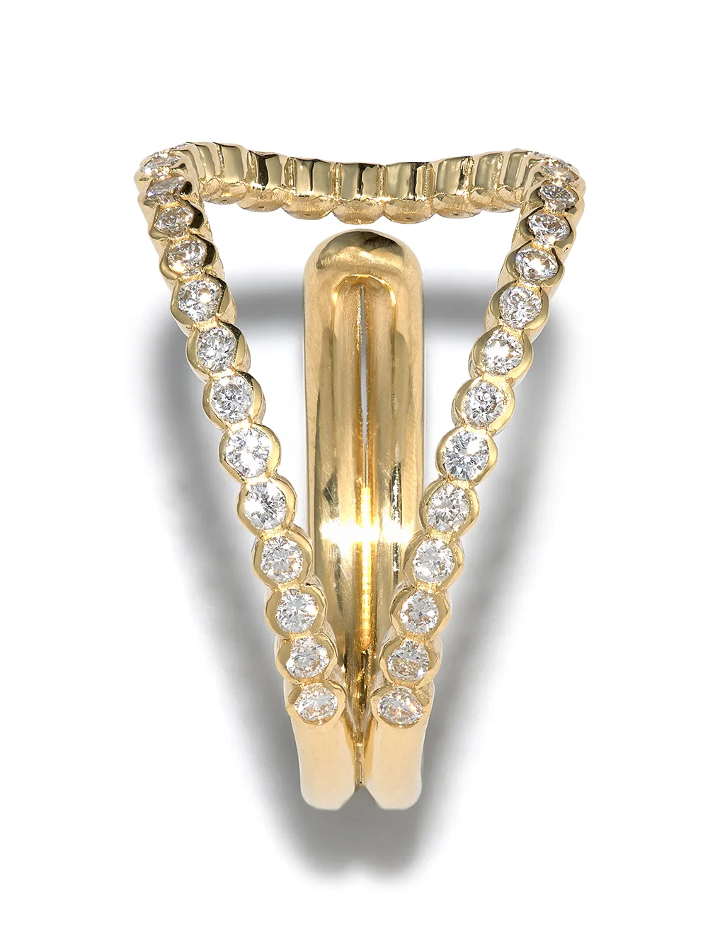 фото Kimai кольцо wave из желтого золота с бриллиантами