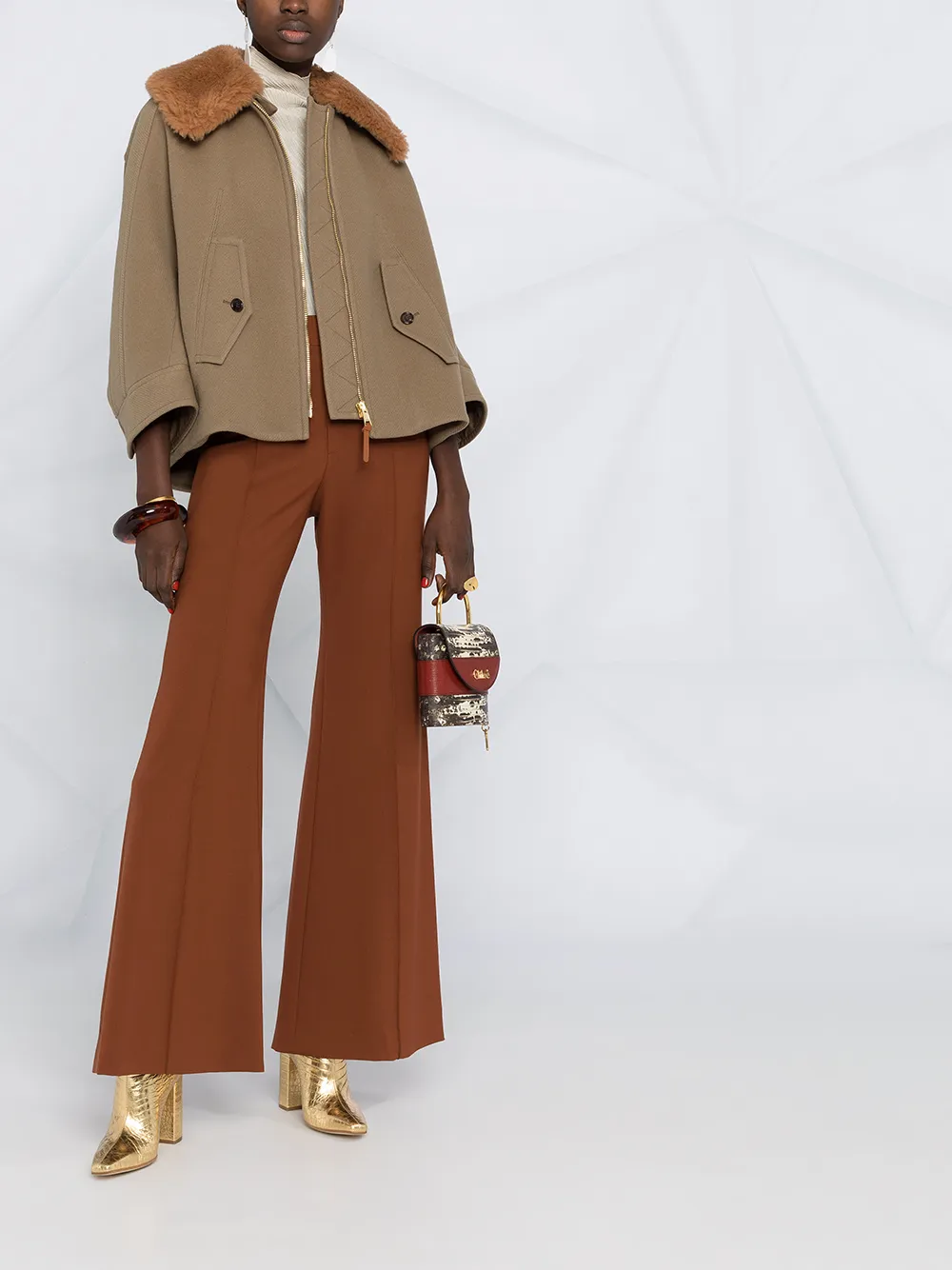 фото Chloé куртка с воротником из овчины