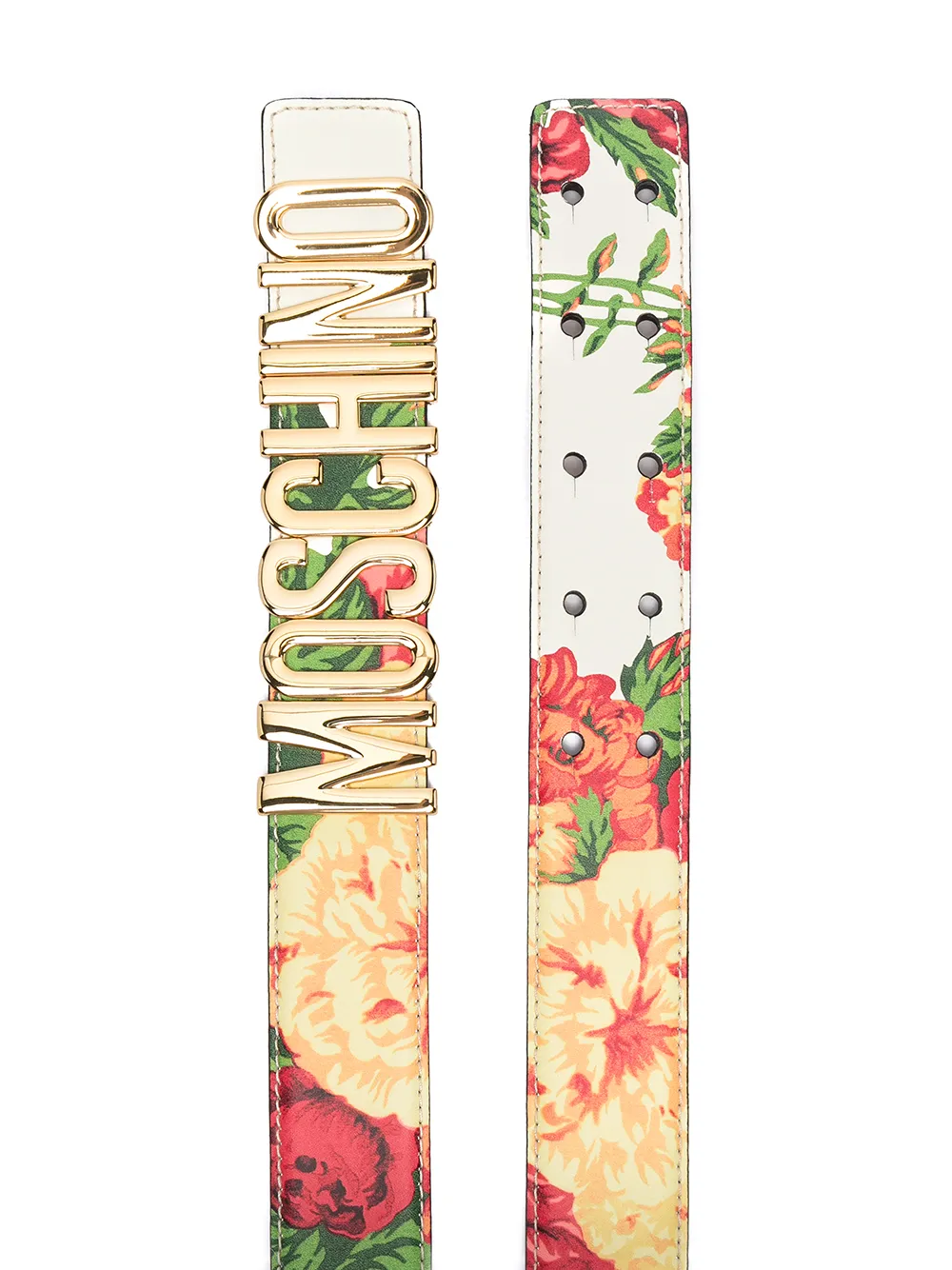 фото Moschino ремень с цветочным принтом и логотипом