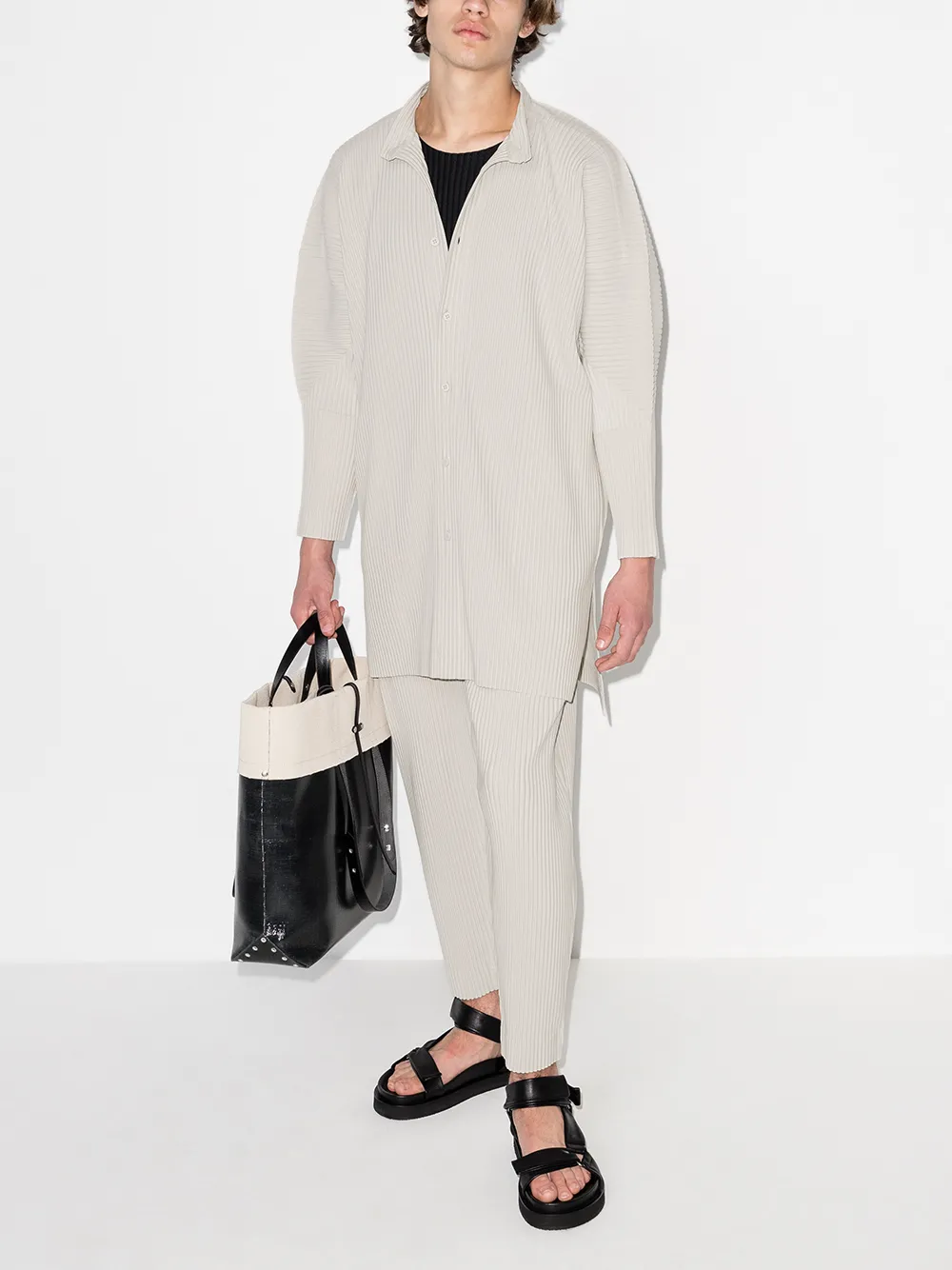 фото Homme plissé issey miyake рубашка с плиссировкой и длинными рукавами