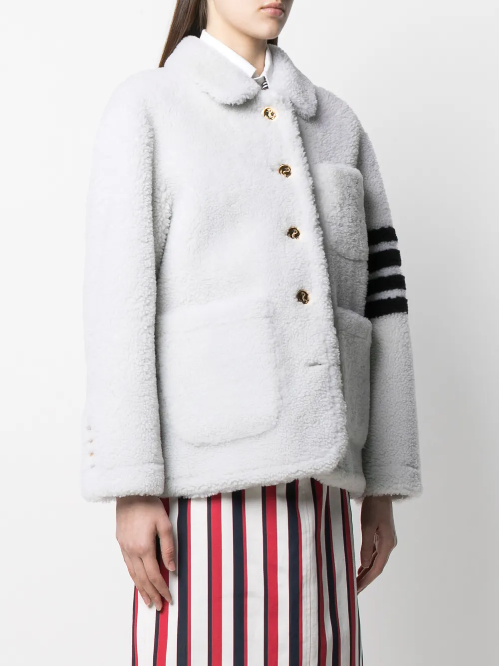 фото Thom browne куртка из овчины с полосками 4-bar