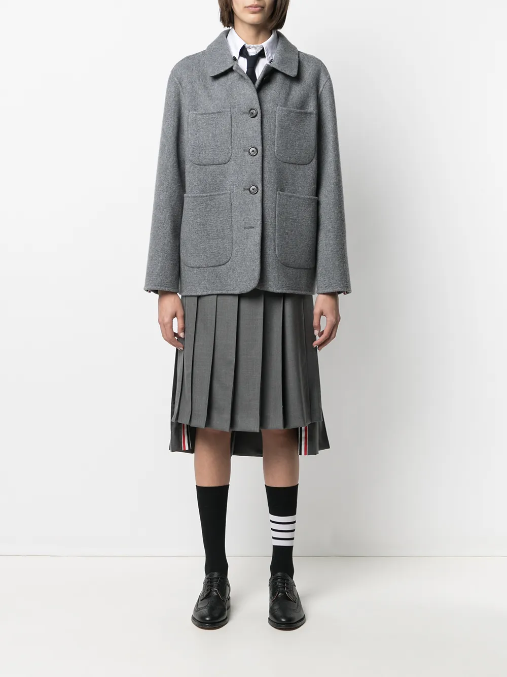 фото Thom browne короткое пальто с полосками rwb