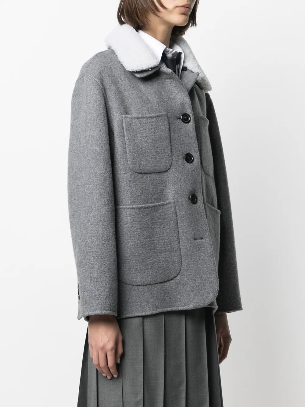 фото Thom browne короткое пальто с полосками rwb