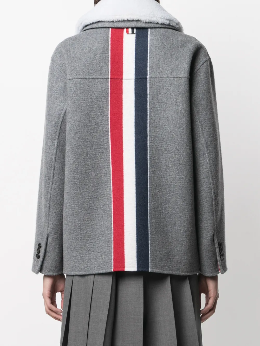 фото Thom browne короткое пальто с полосками rwb