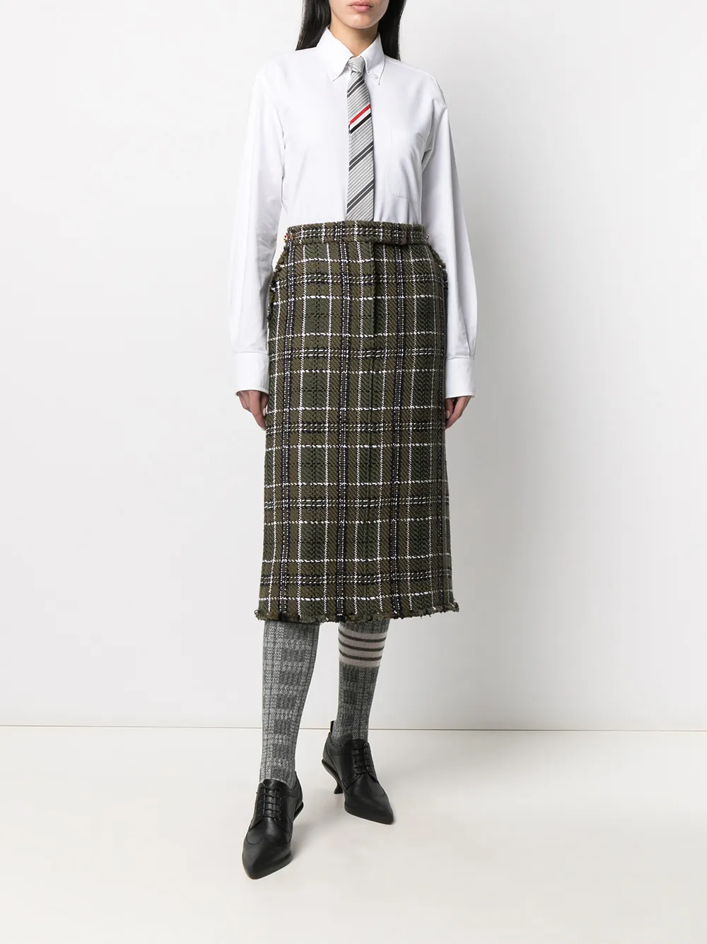 фото Thom browne твидовая юбка в клетку тартан