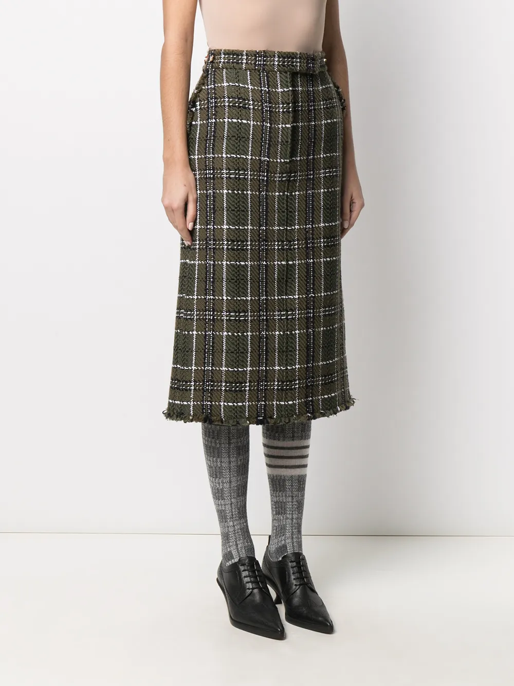 фото Thom browne твидовая юбка в клетку тартан