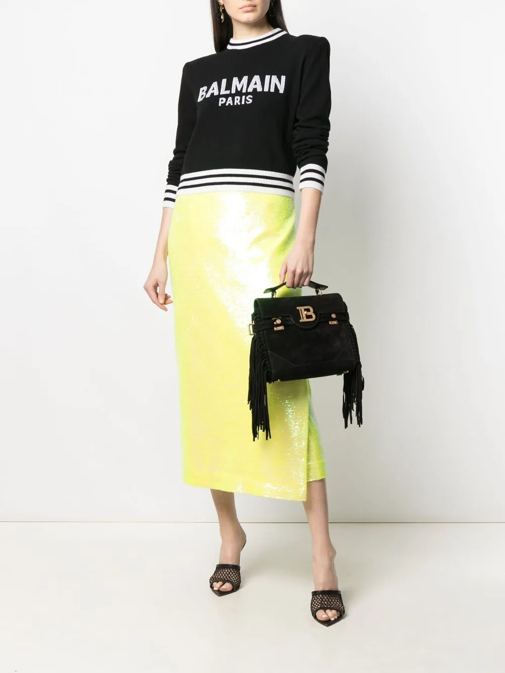 фото Balmain сумка-тоут bbuzz 23 с бахромой