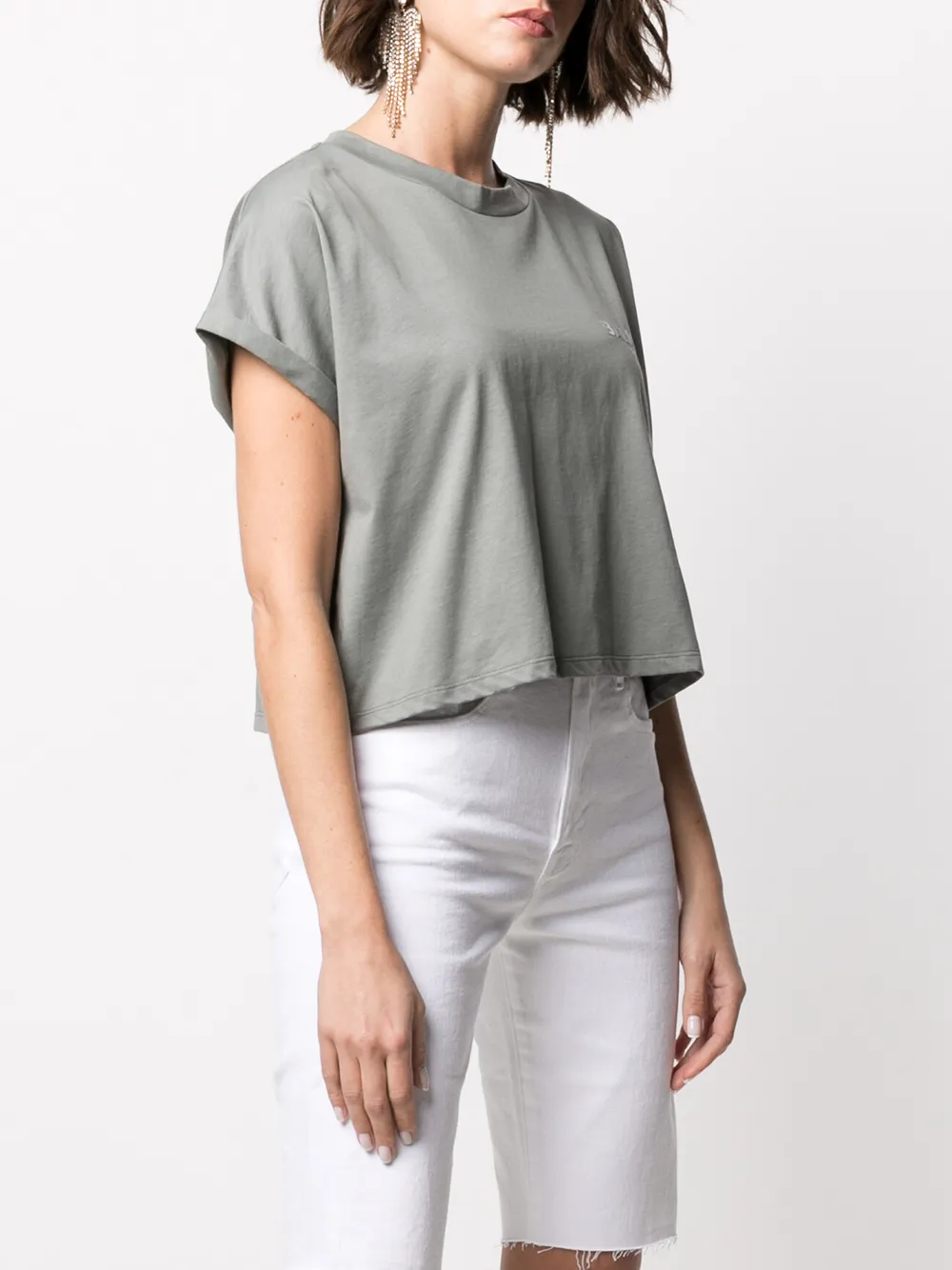 фото Balmain укороченная футболка с логотипом