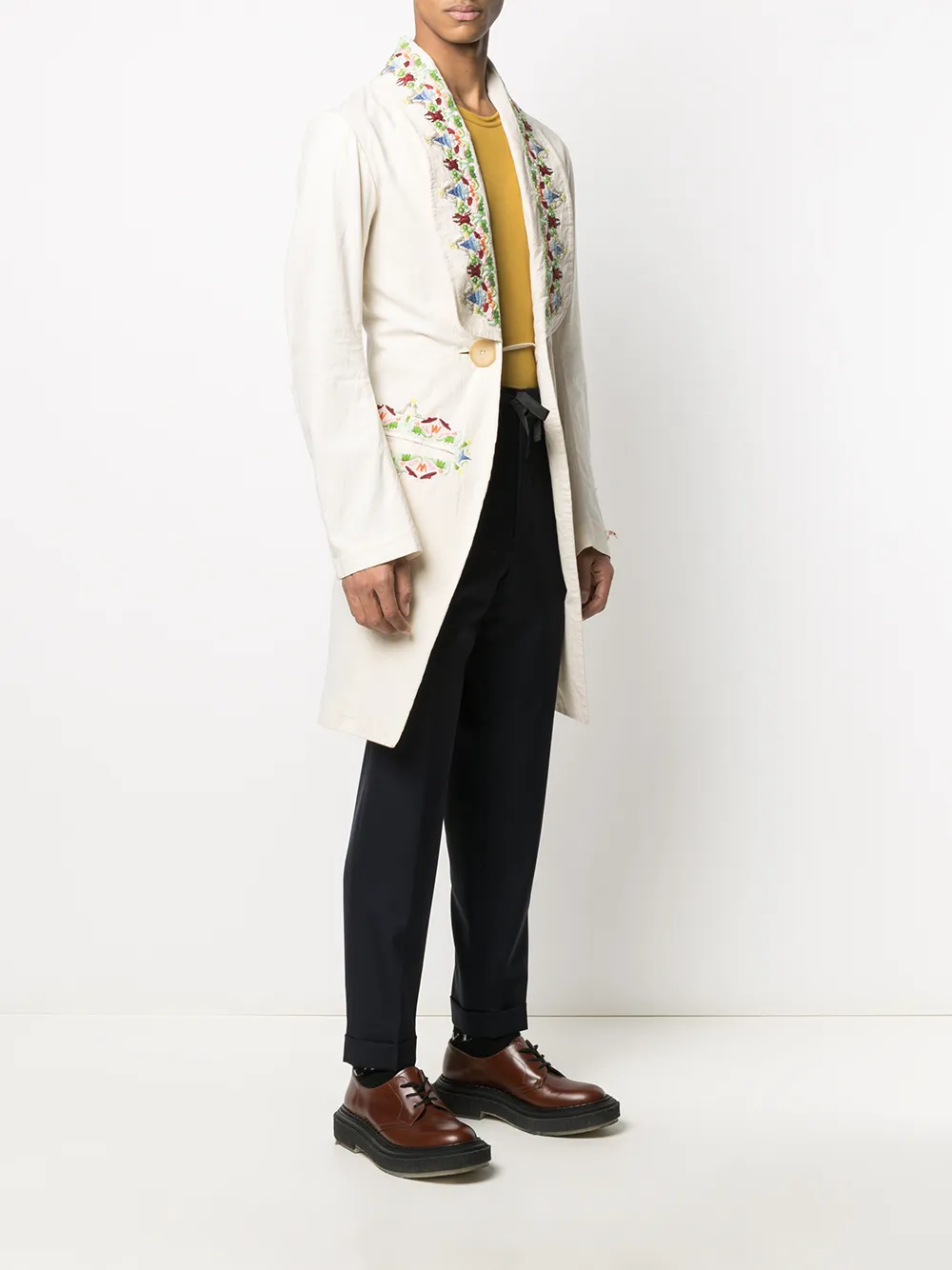 фото Walter van beirendonck pre-owned пальто revolution с вышивкой