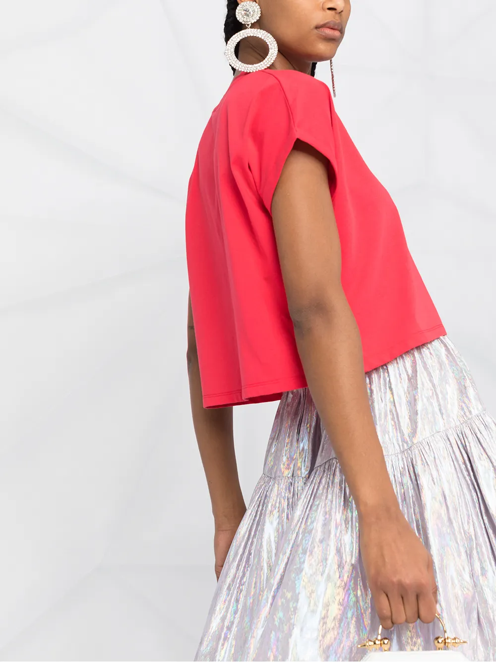 фото Balmain укороченная футболка с логотипом