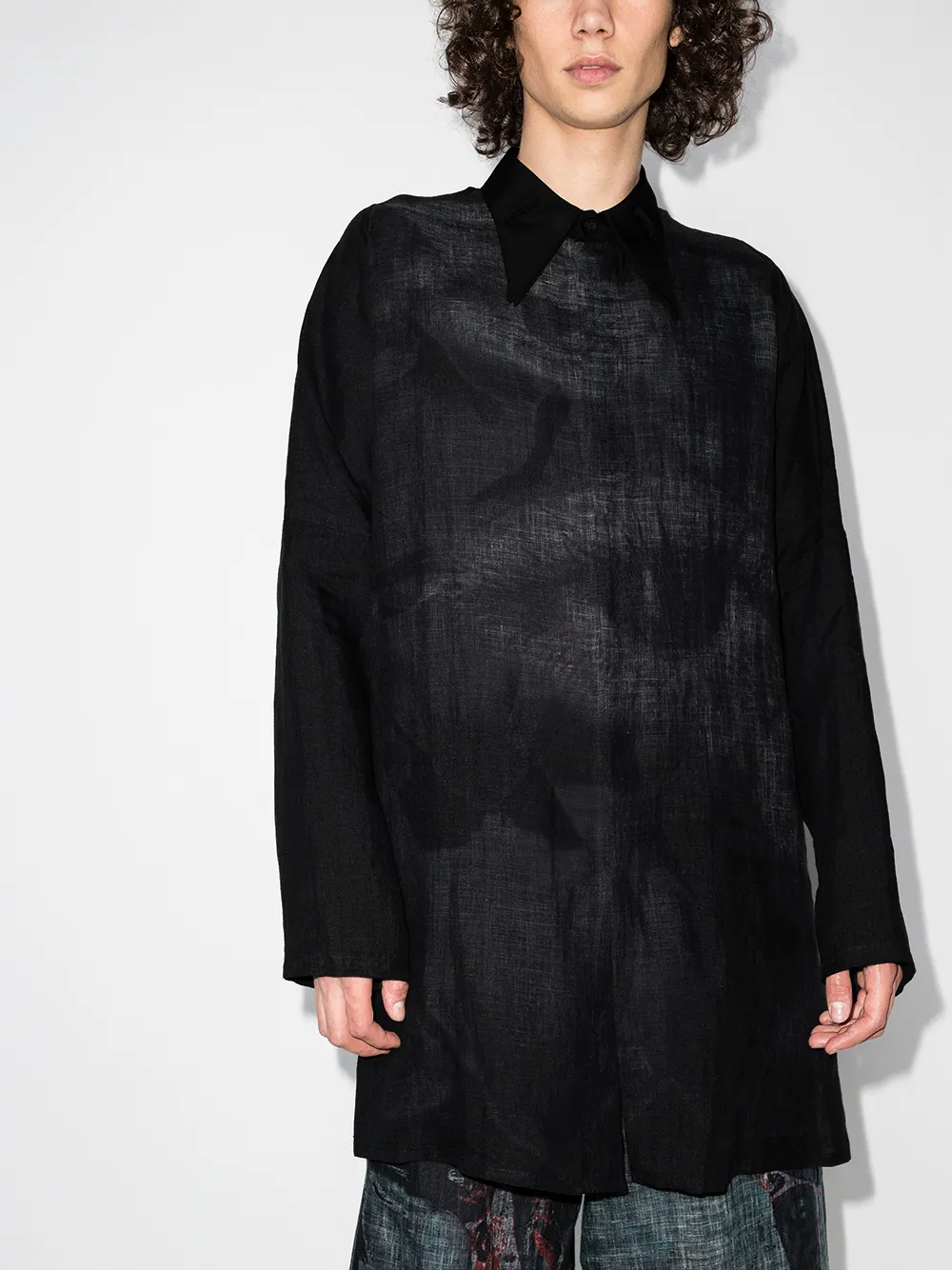 фото Yohji yamamoto длинная рубашка с принтом