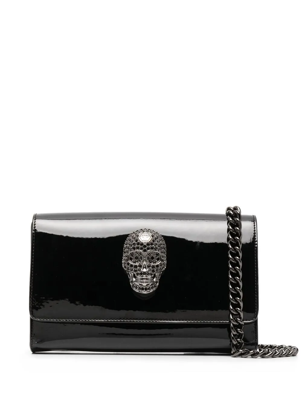 фото Philipp plein лакированная сумка с подвеской skull