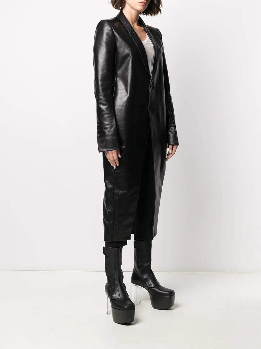 фото Rick owens пальто миди из искусственной кожи